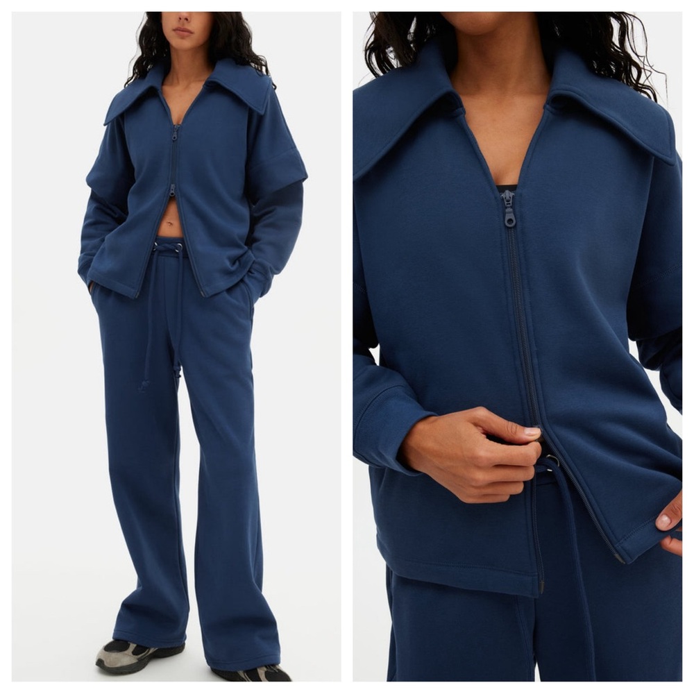 Girlfriend collective sargasso Maci layered zip up hoodie jacket